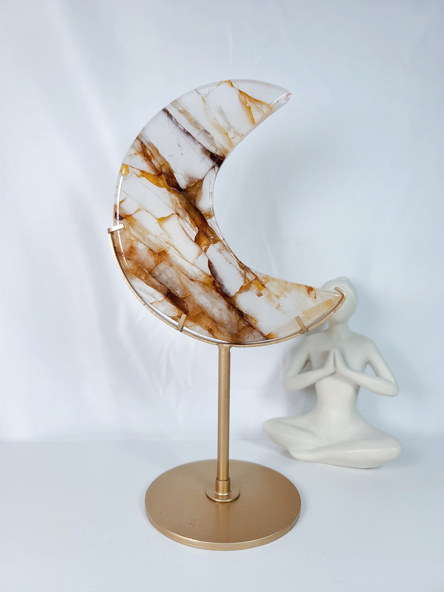 Hematoid Quartz Moon On Stand